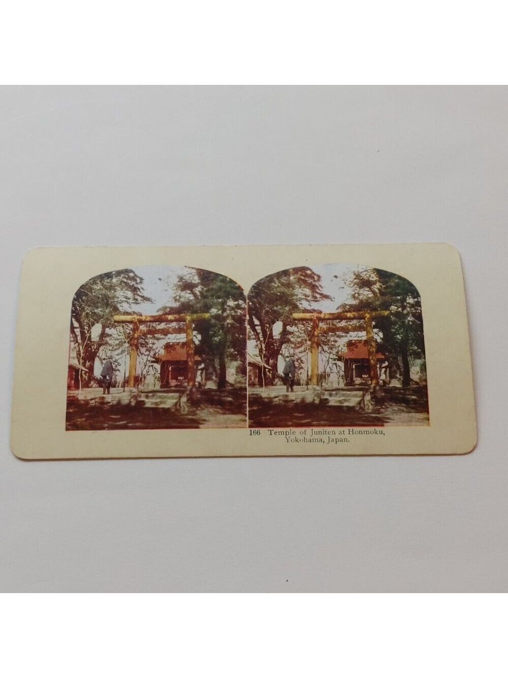 VINTAGE STEREOGRAPH CARD JAPAN Double Sided Pond of Egyptian Lotus Juniten Templ